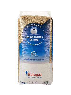 granules-de-bois-butagaz-66-sacs-de-15kg - C22 Palette de granules de bois Bob Butagaz 66 sacs de 15kg