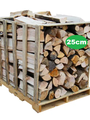 Palette de 1 st de bois de chauffage 25 cm - sec et prêt à l'emploi.
