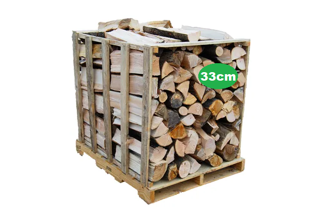 Palette-de-bois-de-chauffage-33cm Palette de 1 st de bois de chauffage 33 cm – sec et prêt à l’emploi.
